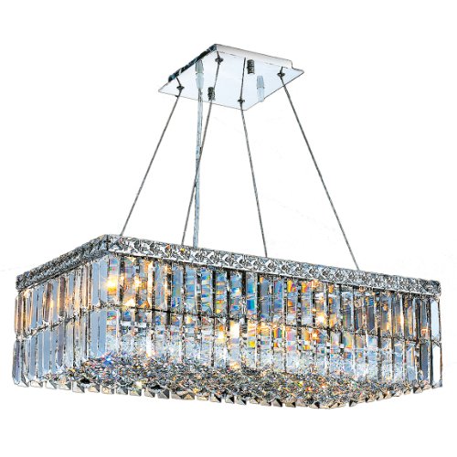 Cascade Collection 6 Light Chrome Finish and Clear Crystal Rectangle Chandelier 24