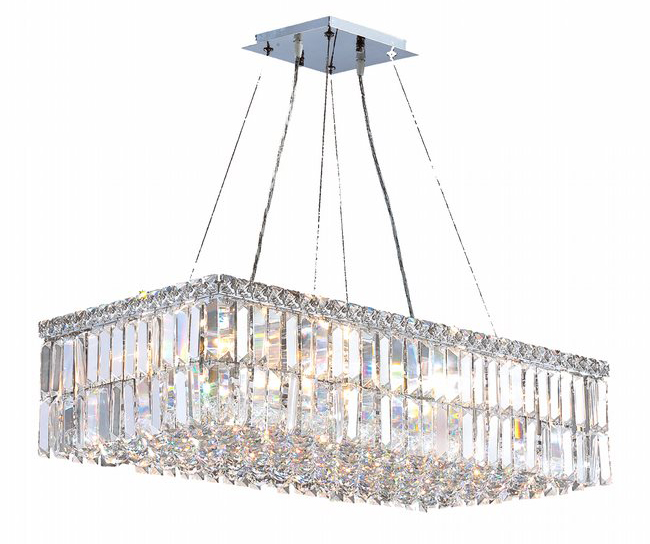 Cascade Collection 16 Light Chrome Finish and Clear Crystal Rectangle Chandelier 28