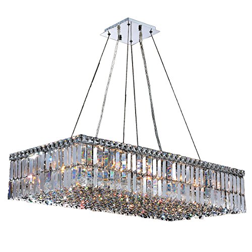 Cascade Collection 16 Light Chrome Finish and Clear Crystal Rectangle Chandelier 36