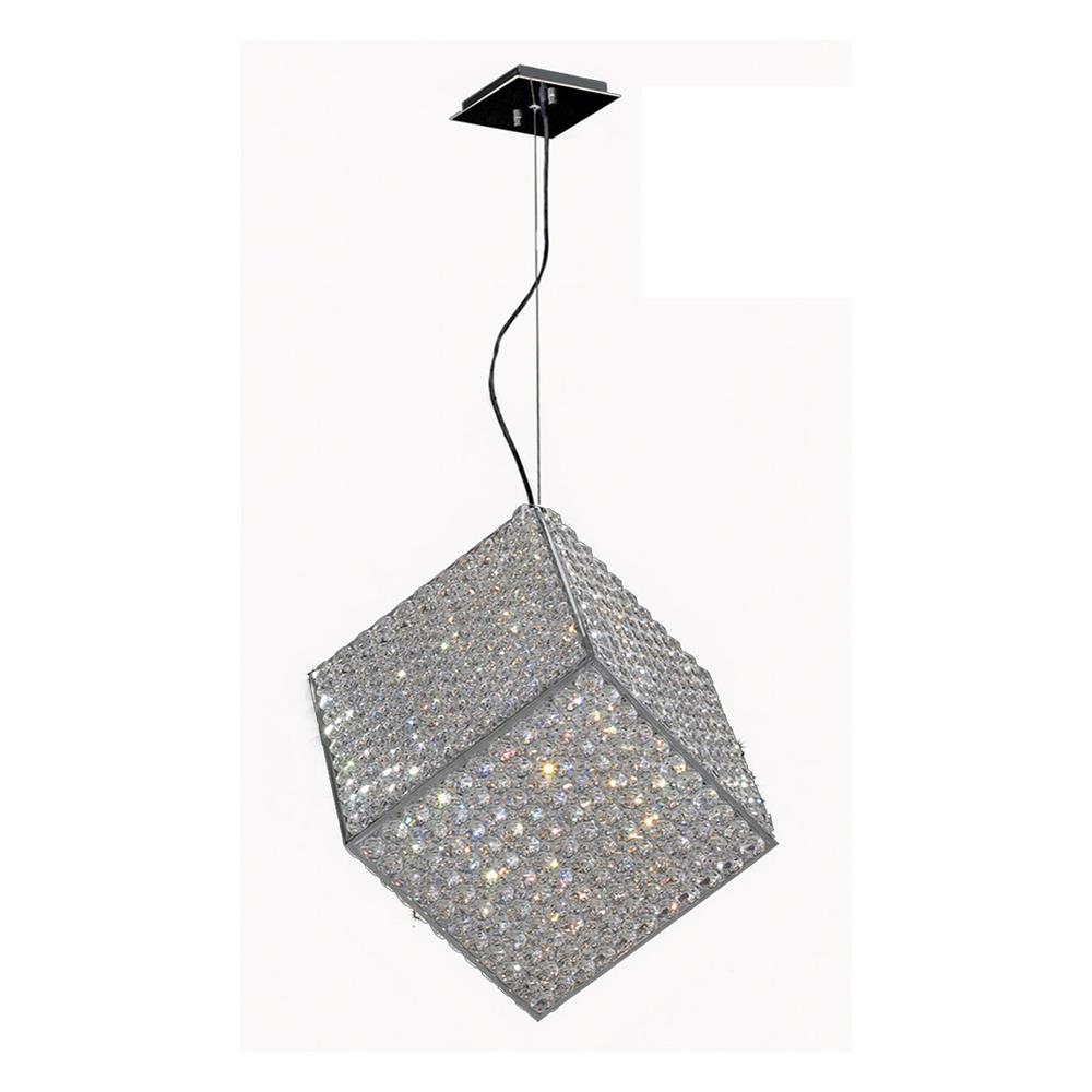 Cube 6 Light Chrome Finish and Clear Crystal Pendant