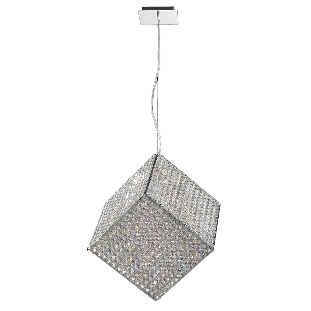 Cube 13 Light Chrome Finish and Clear Crystal Pendant Light