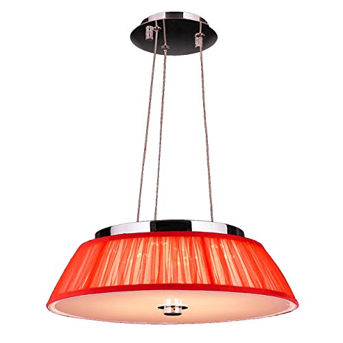 Alice Collection 6 Light LED Chrome Finish with Red String Shade Pendant 16