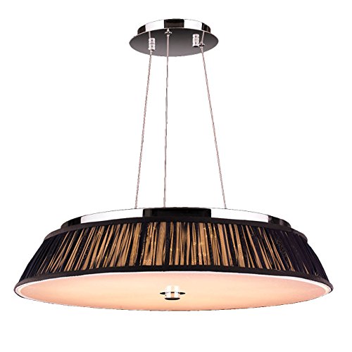 Alice Collection 12 Light LED Chrome Finish with Black String Shade Pendant 24