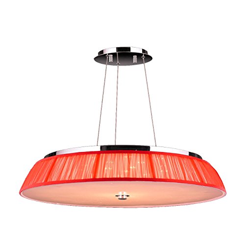 Alice Collection 21 Light LED Chrome Finish with Red String Shade Pendant 28