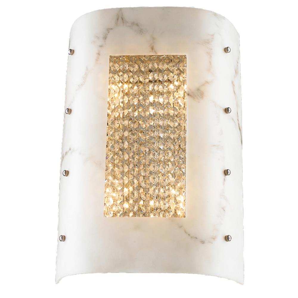Dulles Collection 4 Light Faux Alabaster Shade Crystal Wall Sconce 12" W x 18" H Medium ADA