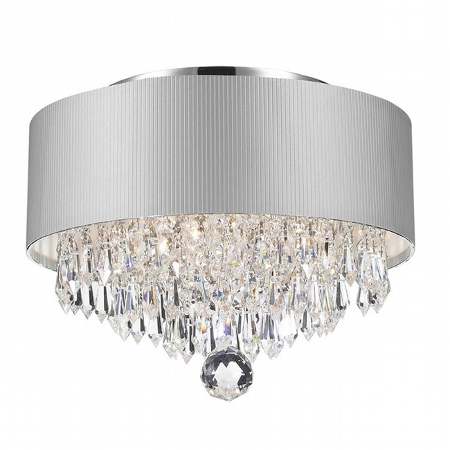 Gatsby Collection 3 Light Chrome Finish Crystal Flush Mount with White Acrylic Shade 12