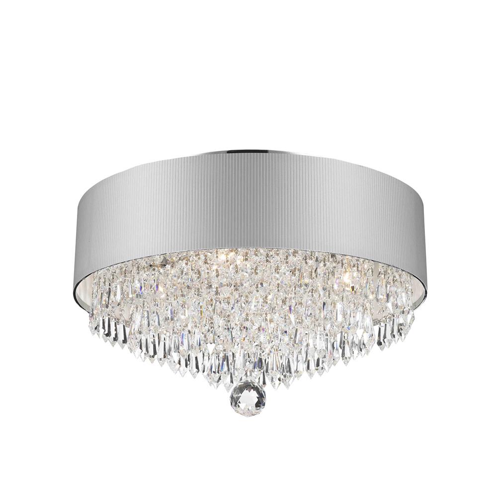 Gatsby Collection 4 Light Chrome Finish Crystal Flush Mount with White Acrylic Shade 16