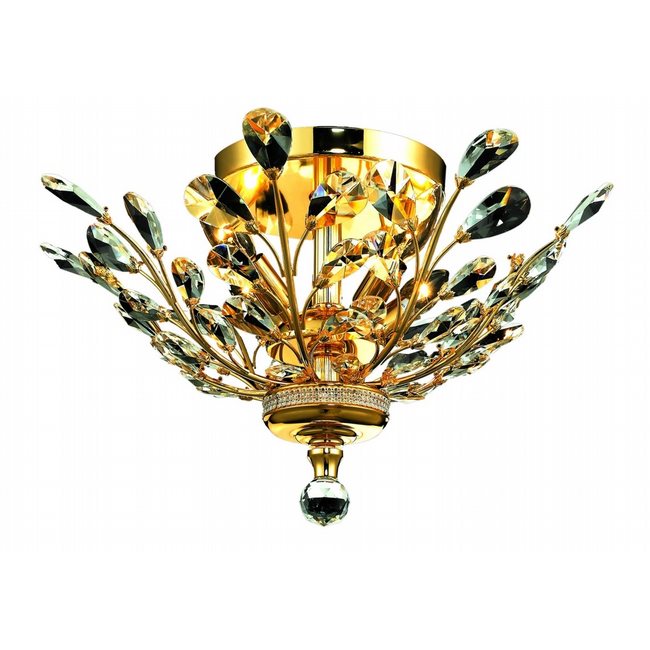 Aspen Collection 4 Light Gold Finish and Clear Crystal Floral Semi-Flush Mount Ceiling Light 20
