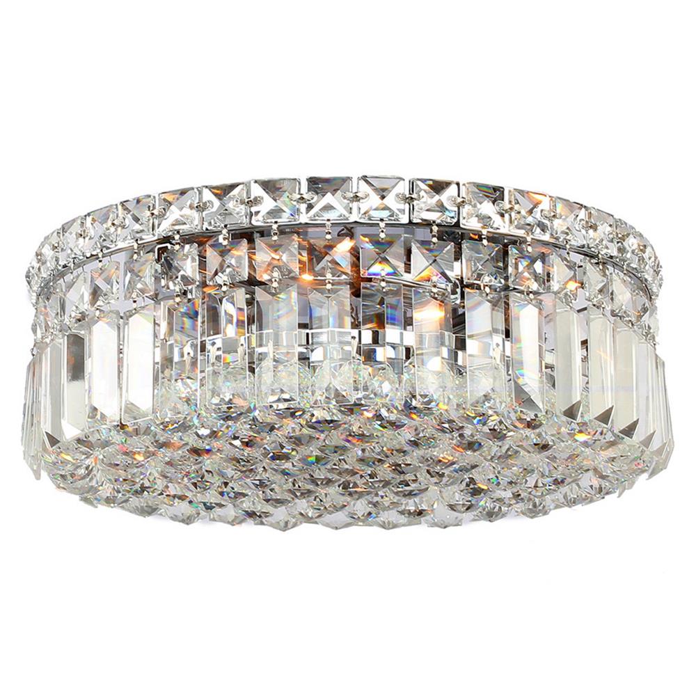 Cascade Collection 4 Light Chrome Finish and Clear Crystal Flush Mount Ceiling Light 14