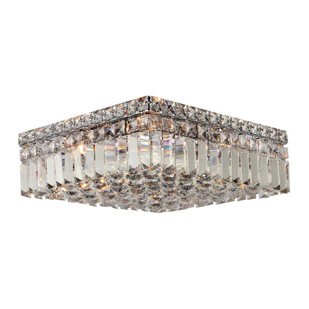 Cascade Collection 4 Light Chrome Finish and Clear Crystal Flush Mount Ceiling Light 14