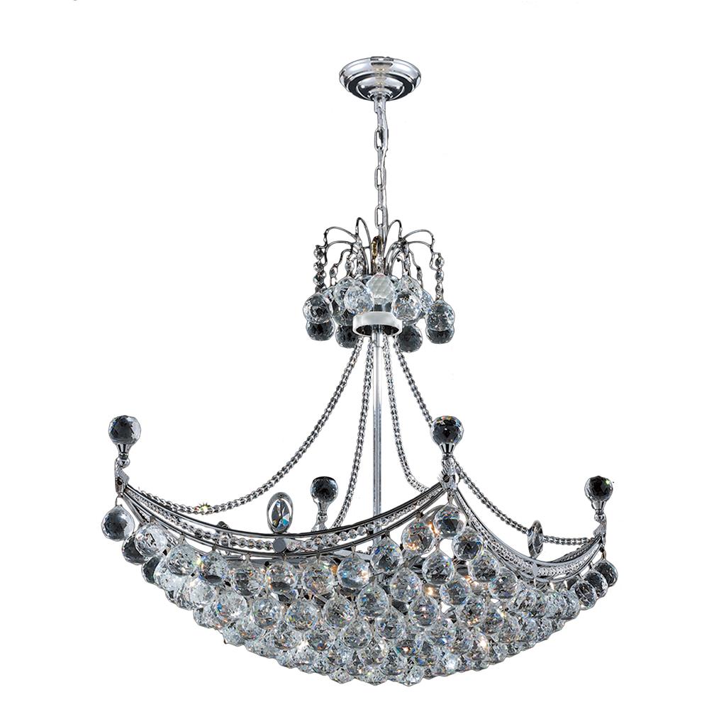 Empire Collection 8 Light Chrome Finish Crystal Umbrella Chandelier 24