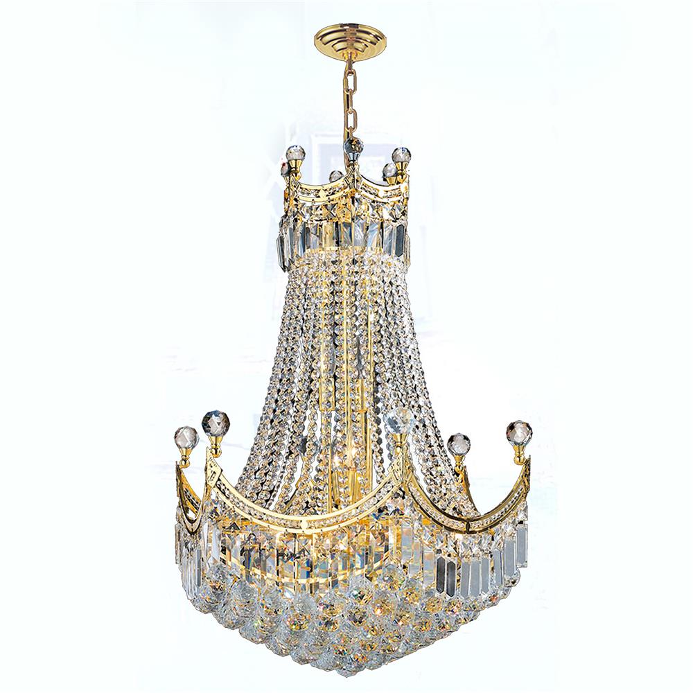 Empire Collection 18 Light Gold Finish Crystal Chandelier 24