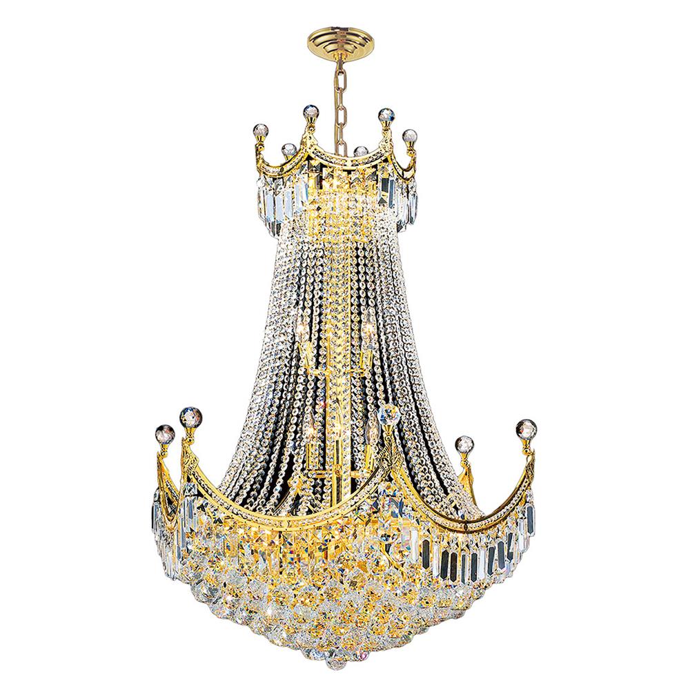 Empire Collection 24 Light Gold Finish Crystal Chandelier 30