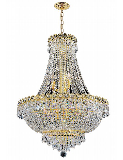 Empire Collection 12 Light Gold Finish Crystal Chandelier 24