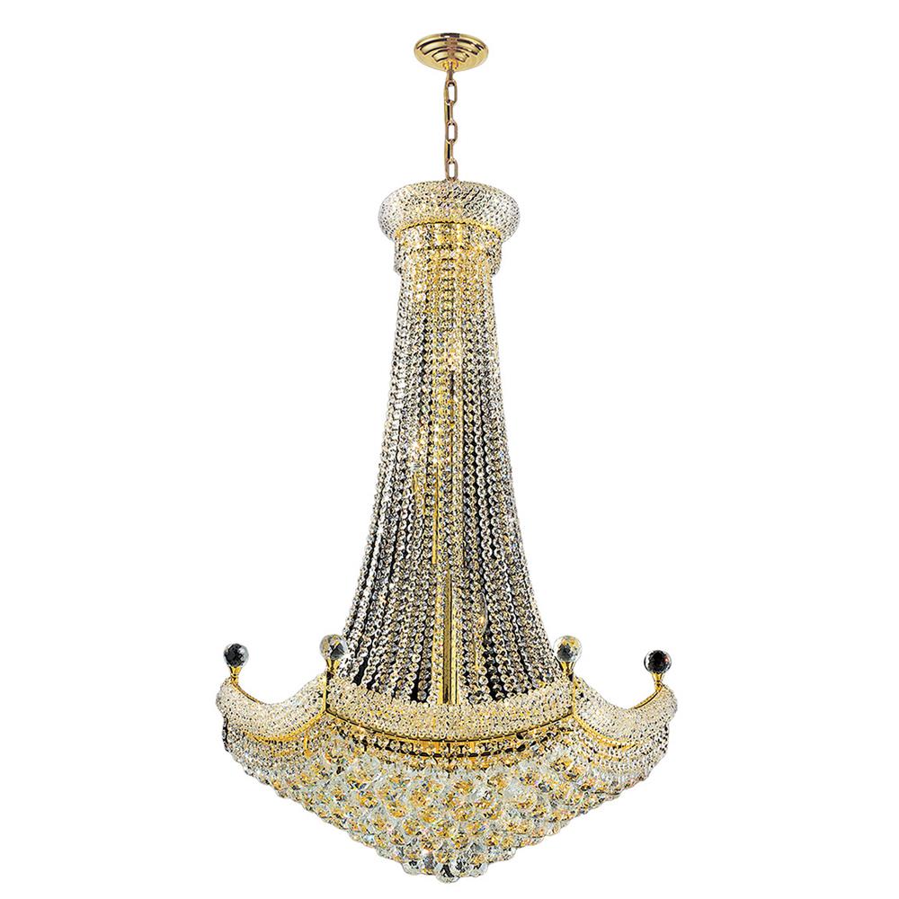 Empire Collection 18 Light Gold Finish Crystal Chandelier 30