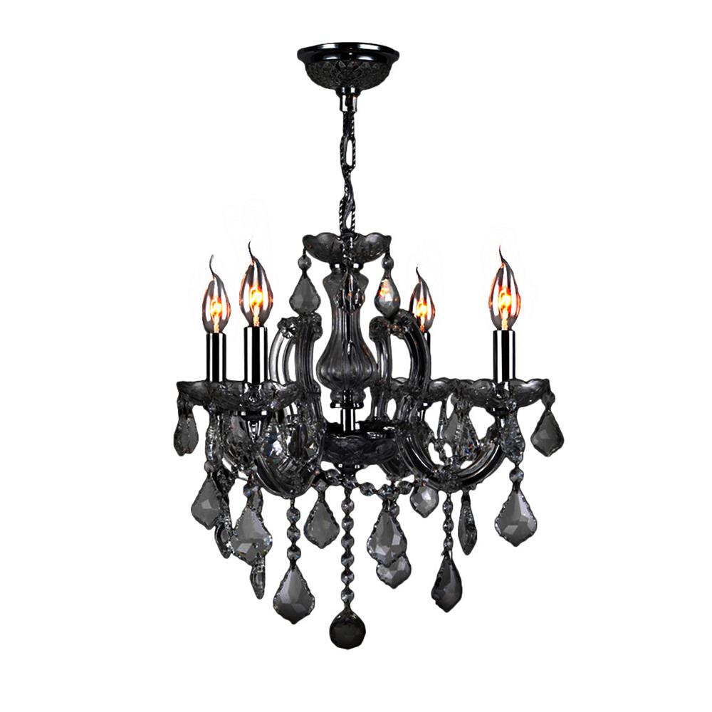 Catherine Collection 4 Light Chrome Finish and Black Crystal Chandelier 18" D x 18" H Medium