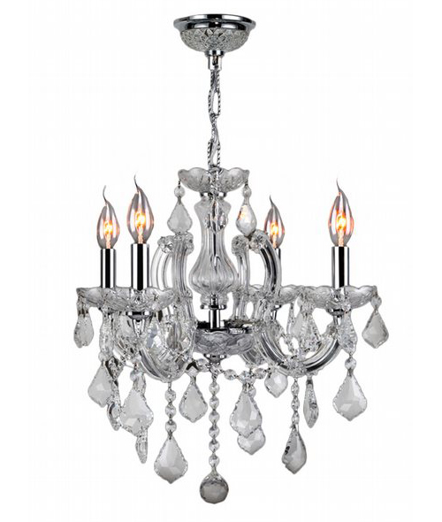 Catherine Collection 4 Light Chrome Finish and Clear Crystal Chandelier 18