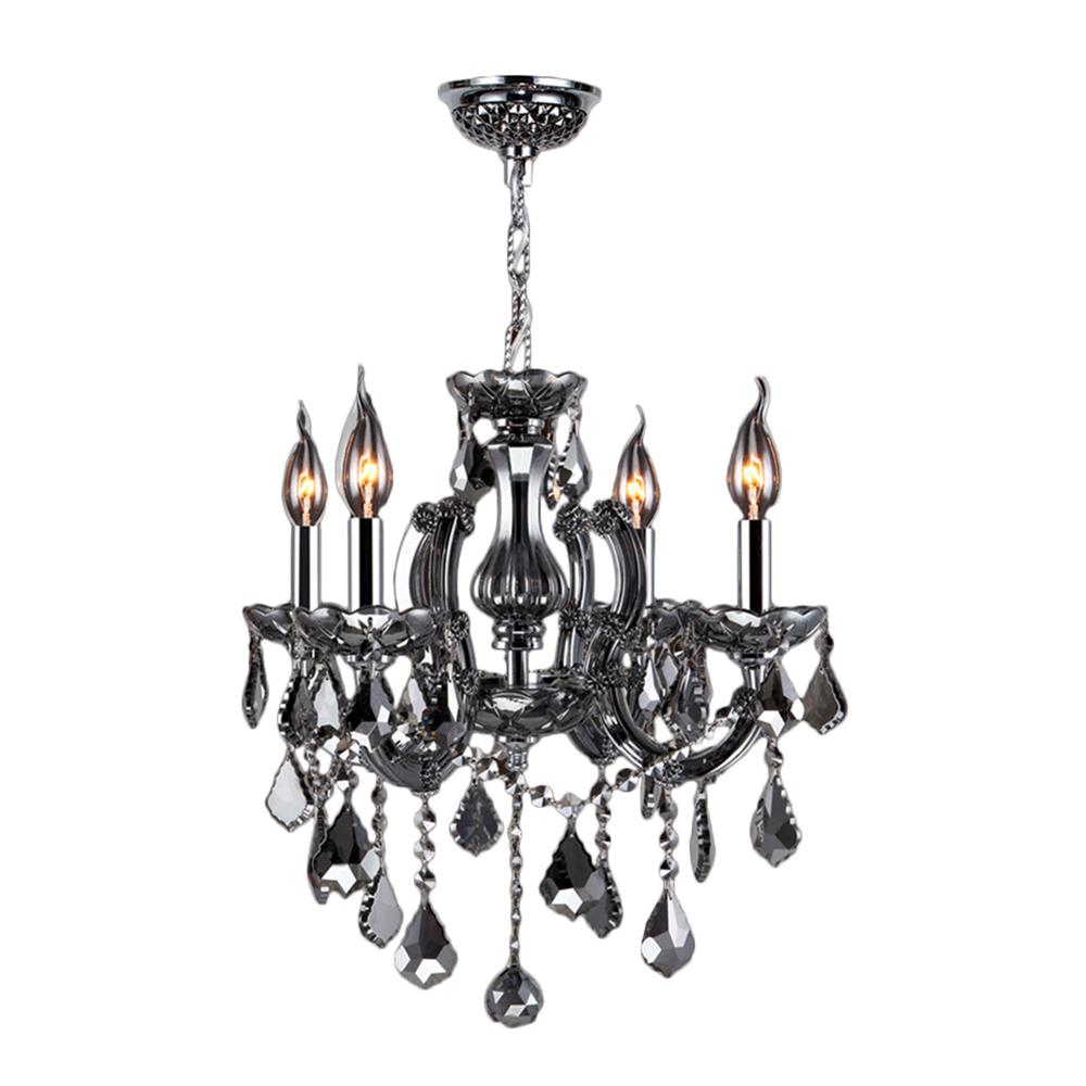 Catherine Collection 4 Light Chrome Finish and Smoke Crystal 18" D x 18" H Medium