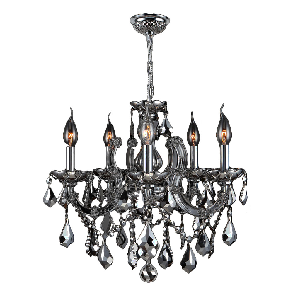Catherine Collection 5 Light Chrome Finish and Chrome Crystal Chandelier 18
