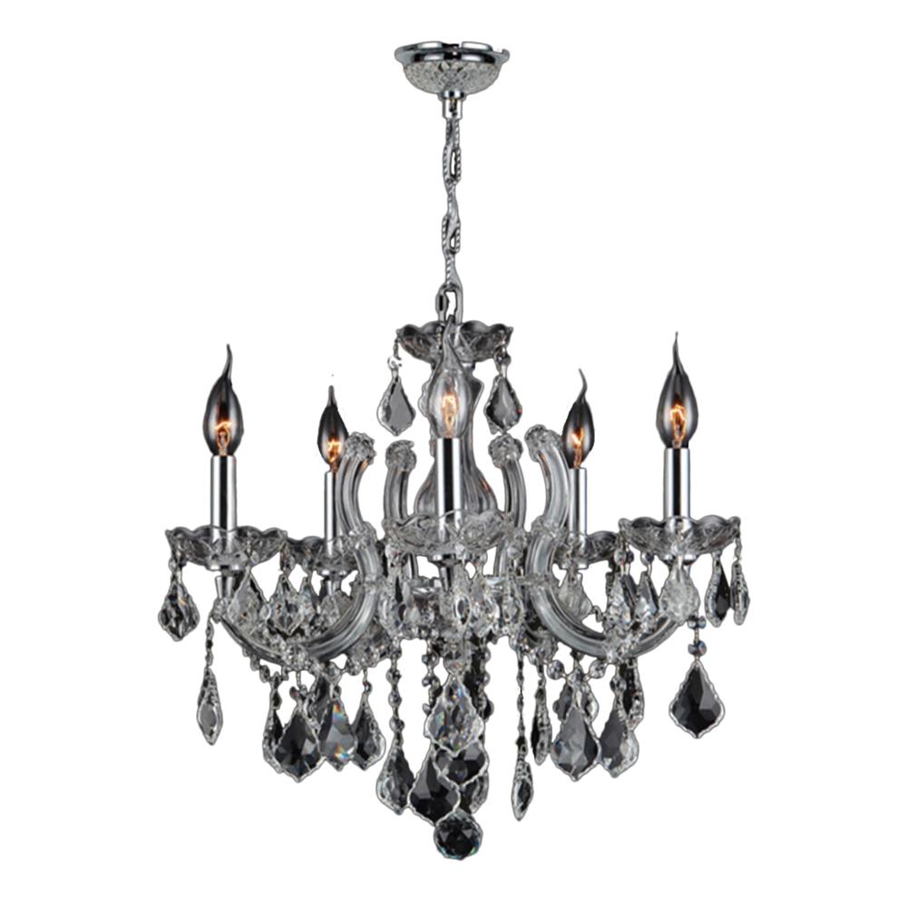 Catherine Collection 5 Light Chrome Finish and Clear Crystal Chandelier 18