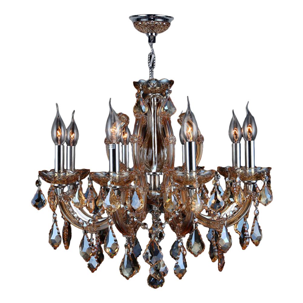 Catherine Collection 6 Light Chrome Finish and Amber Crystal Chandelier 20