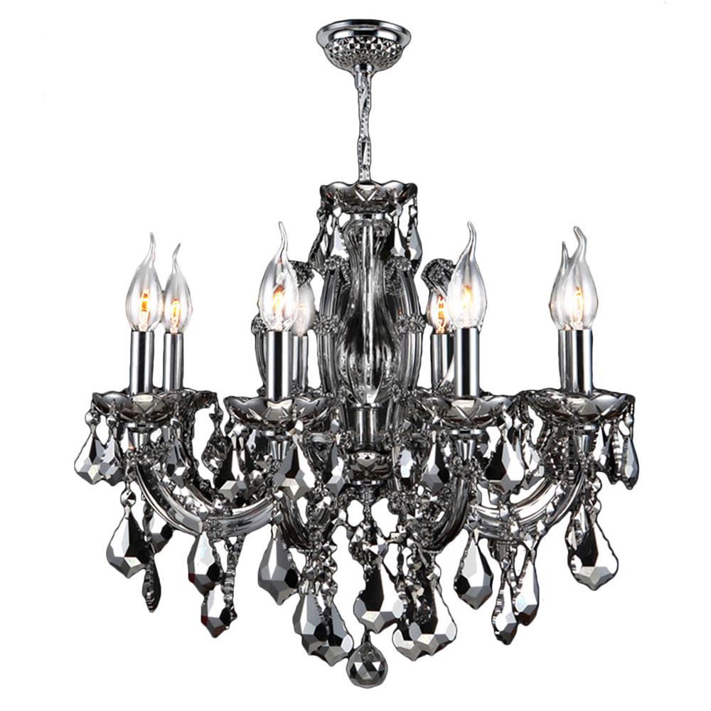 Catherine Collection 6 Light Chrome Finish and Chrome Crystal Chandelier 20