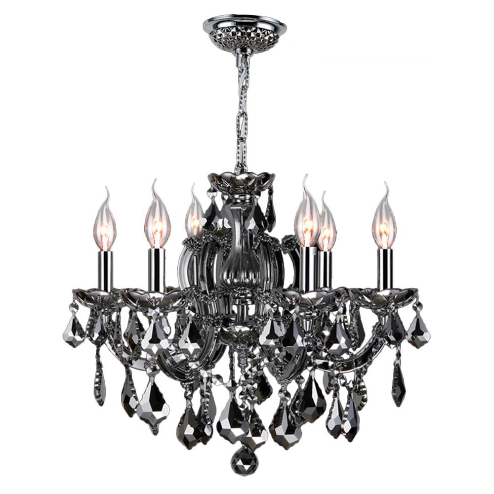 Catherine Collection 6 Light Chrome Finish and Smoke Crystal Chandelier 20" D x 20" H Medium