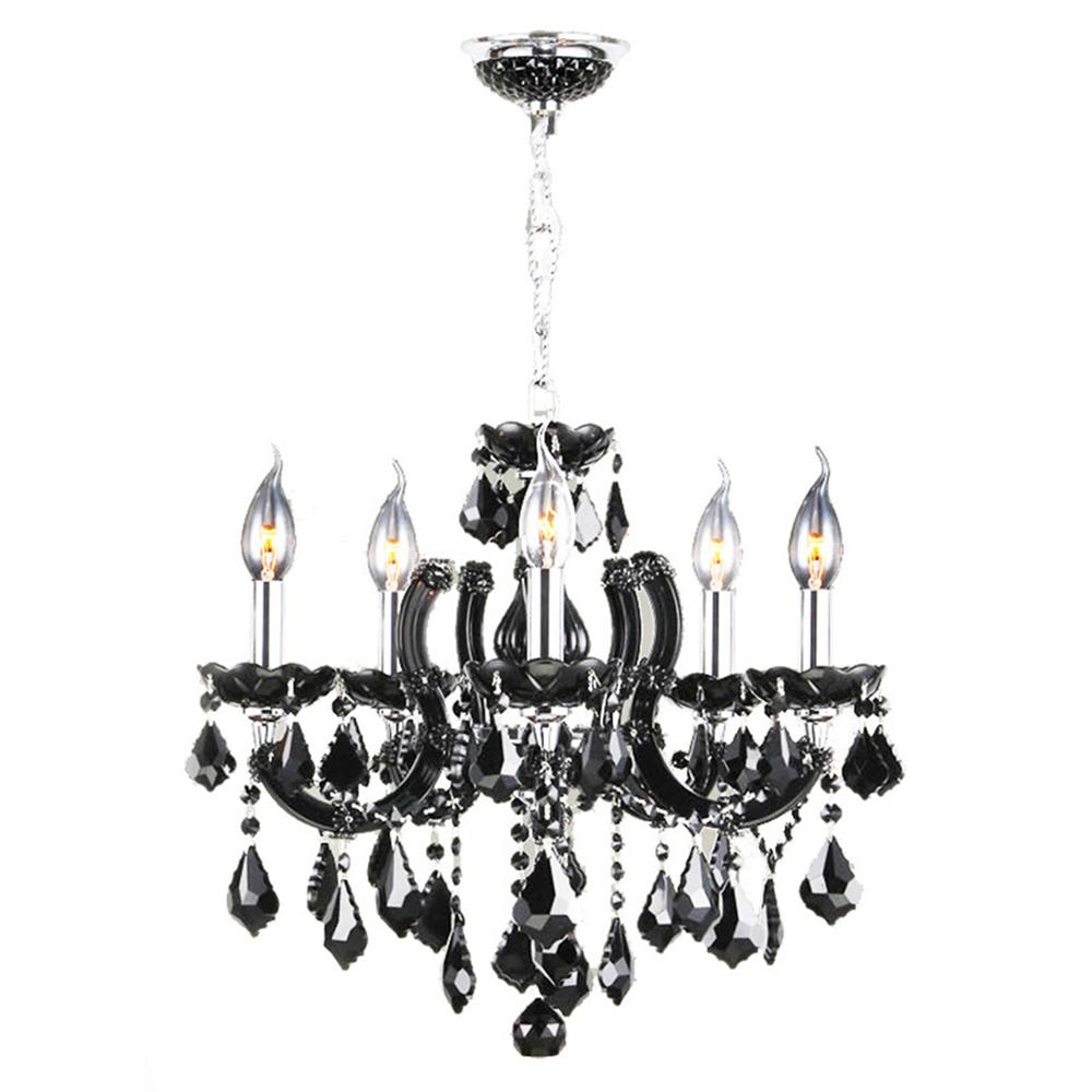 Catherine Collection 8 Light Chrome Finish and Black Crystal Chandelier 22