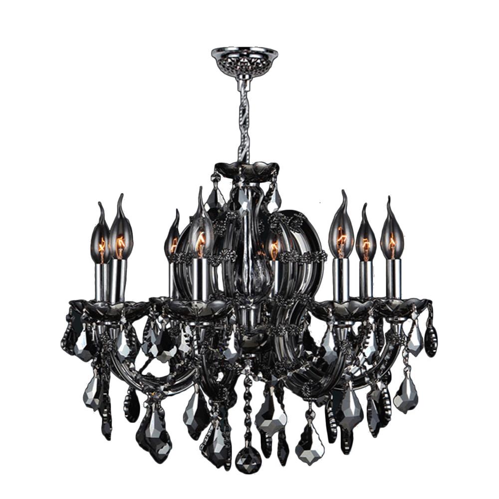 Catherine Collection 8 Light Chrome Finish and Smoke Crystal Chandelier 22" D x 22" H Medium