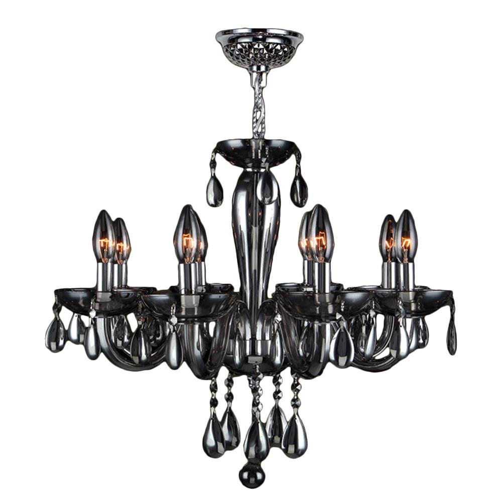 Gatsby Collection 8 Light Chrome Finish and Smoke Blown Glass Chandelier 22