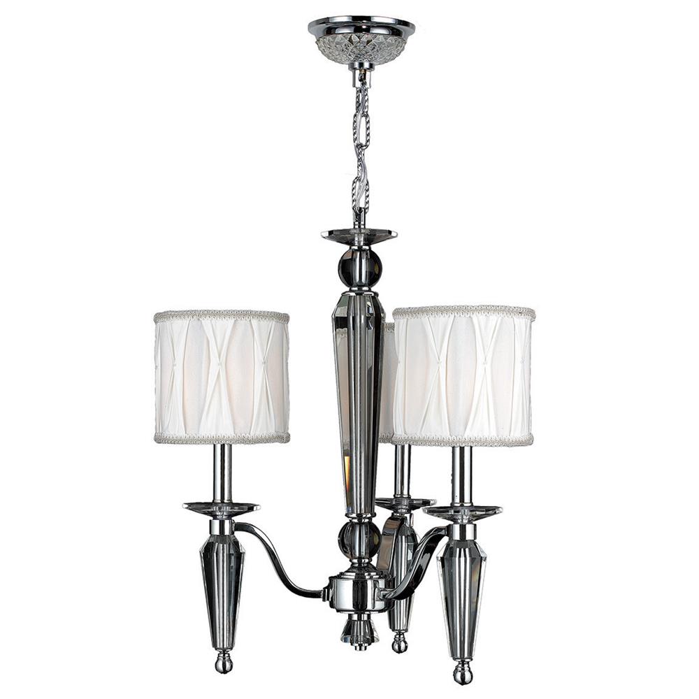 Gatsby Collection 3 Light Chrome Finish and Clear Crystal Chandelier with White Fabric Shade 18