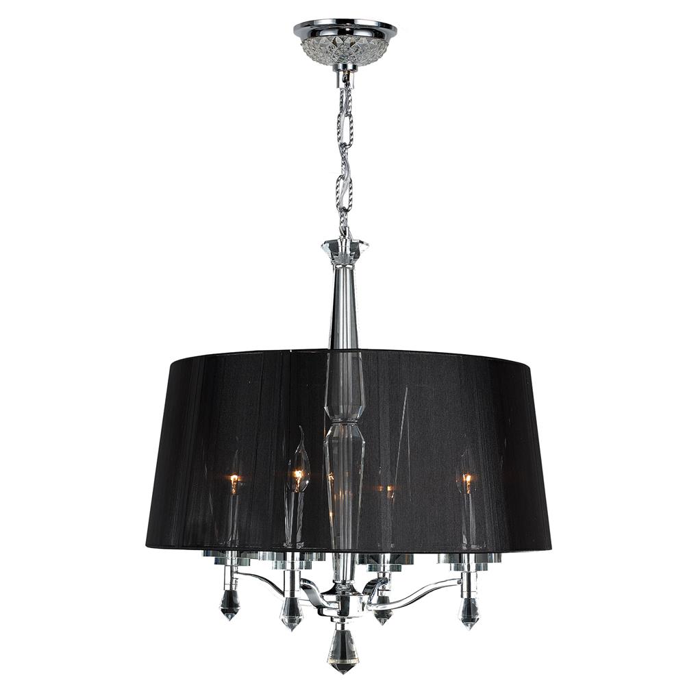 Gatsby Collection 4 Light Chrome Finish and Clear Crystal Chandelier with Black String Drum Shade 25