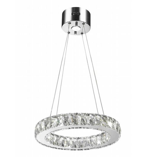 Galaxy 9 LED Light Chrome Finish and Clear Crystal Circular Ring Dimmable Chandelier 16