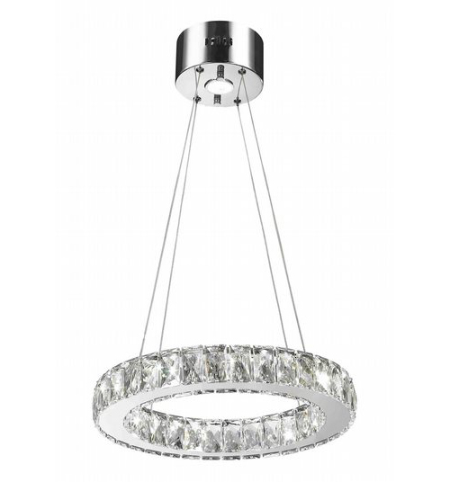 Galaxy 11 LED Light Chrome Finish and Clear Crystal Circular Ring Dimmable Chandelier 20