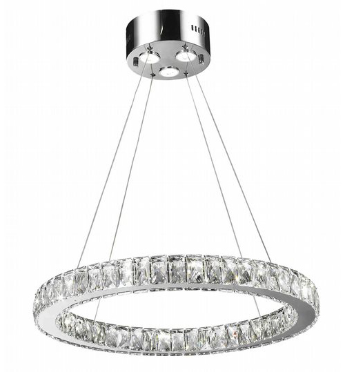 Galaxy 15 LED Light Chrome Finish and Clear Crystal Circular Ring Dimmable Chandelier 24