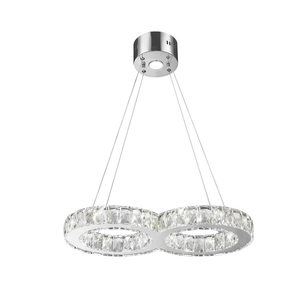 Galaxy 14 LED Light Chrome Finish and Clear Crystal Double Ring Dimmable Chandelier 22