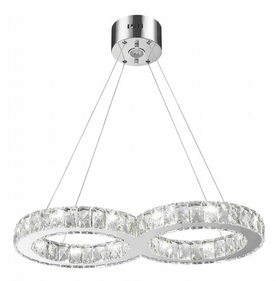 Galaxy 14 LED Light Chrome Finish and Clear Crystal Double Ring Dimmable Chandelier 26