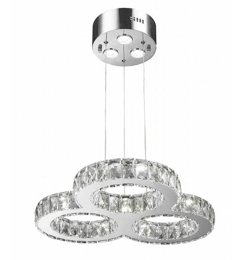 Galaxy 20 LED Light Chrome Finish and Clear Crystal Triple Ring Dimmable Chandelier 22