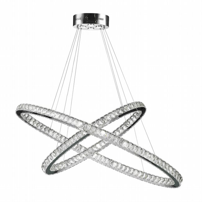 Galaxy 30 LED Light Chrome Finish and Clear Crystal Constellation Ring Dimmable Chandelier 48