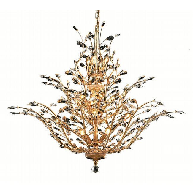 Aspen Collection 18 Light Gold Finish and Clear Crystal Floral Chandelier 41