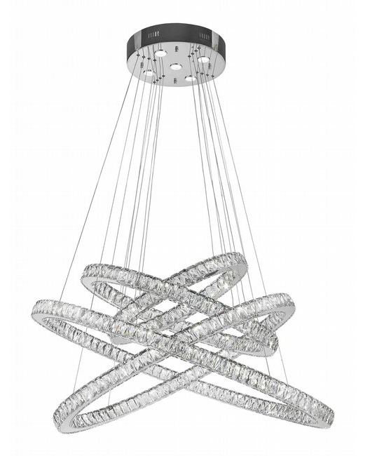 Galaxy 61 LED Light Chrome Finish and Clear Crystal Constellation Ring Dimmable Chandelier 48
