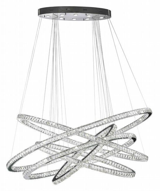 Galaxy 102 LED Light Chrome Finish and Clear Crystal Constellation Ring Dimmable Chandelier 72