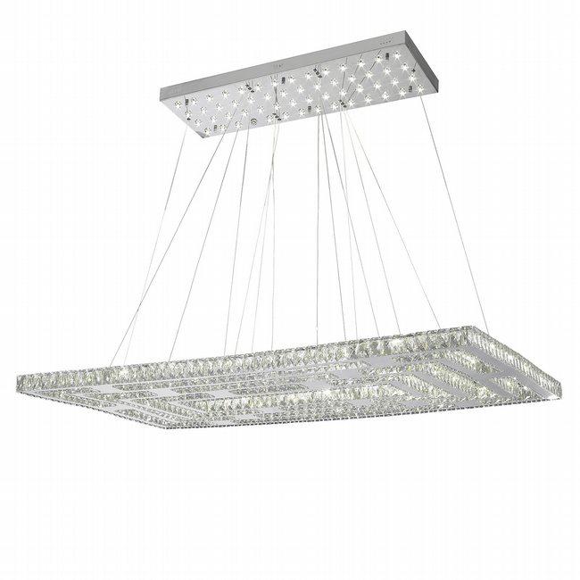Galaxy 136 LED Light Chrome Finish Rectangular Crystal Shade Dimmable Chandelier 60