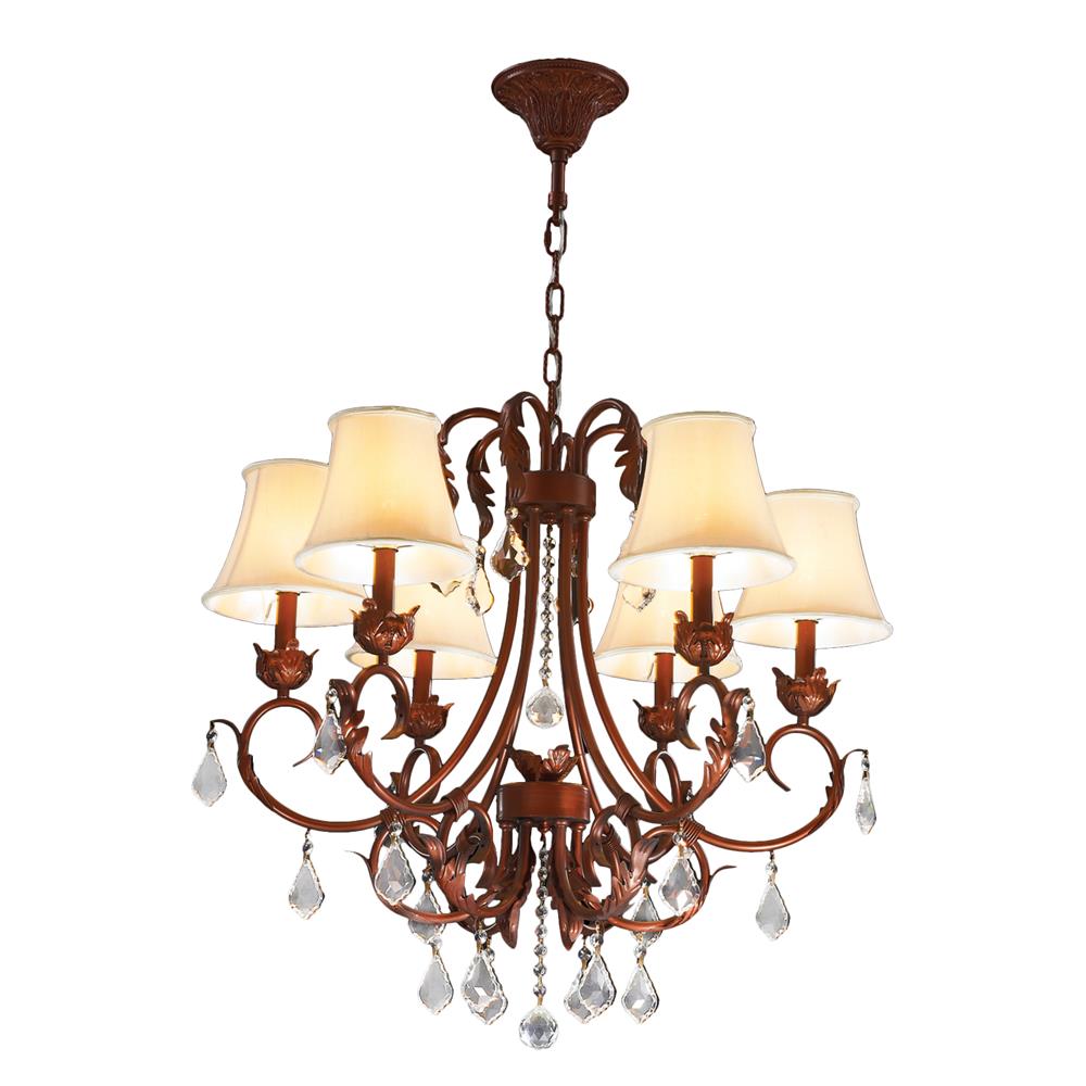 Barcelona Collection 6 Light Antique Bronze Finish with Natural Shades Crystal Chandelier 28" D x 26" H Large