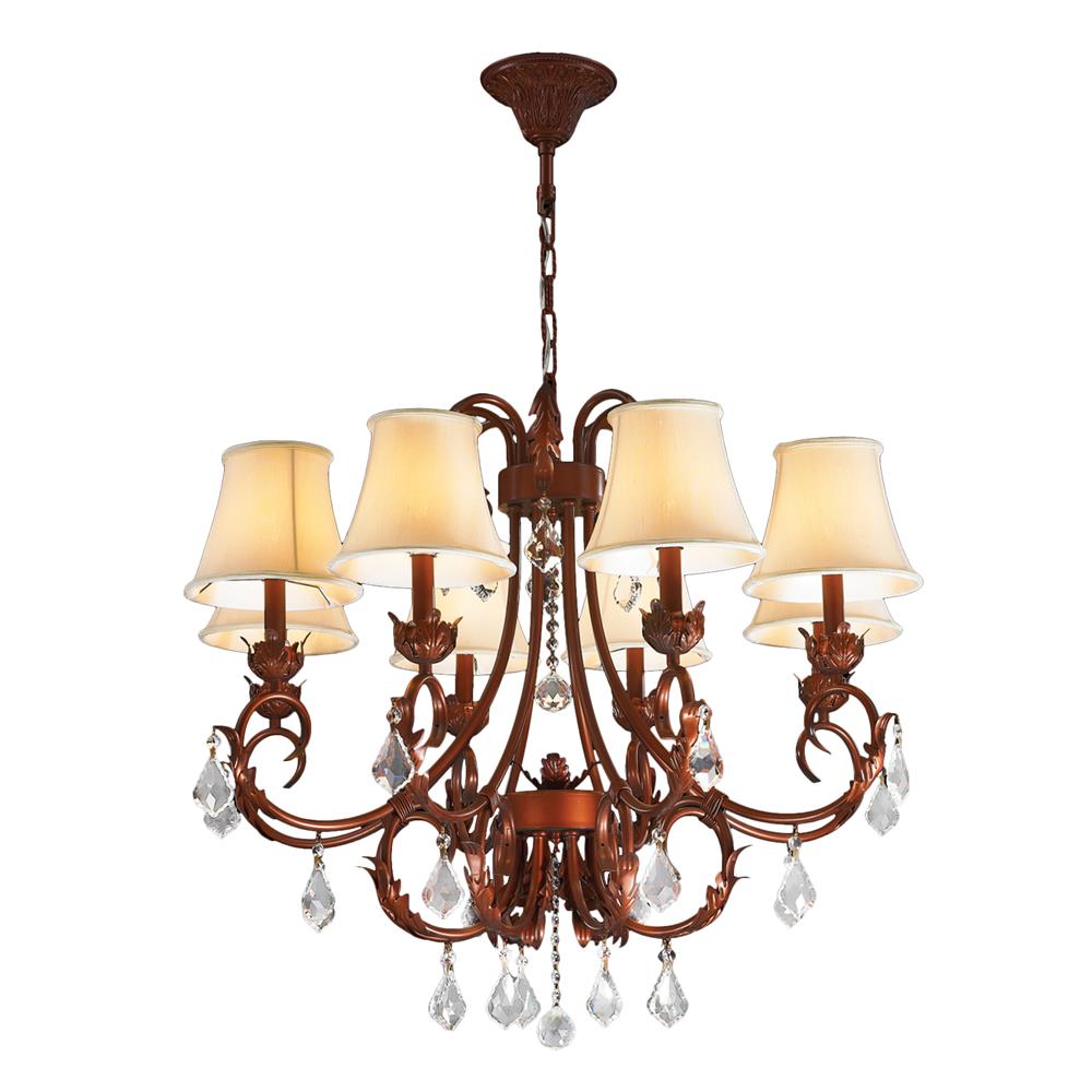Barcelona Collection 8 Light Antique Bronze Finish with Natural Shades Crystal Chandelier 34" D x 27" H Large