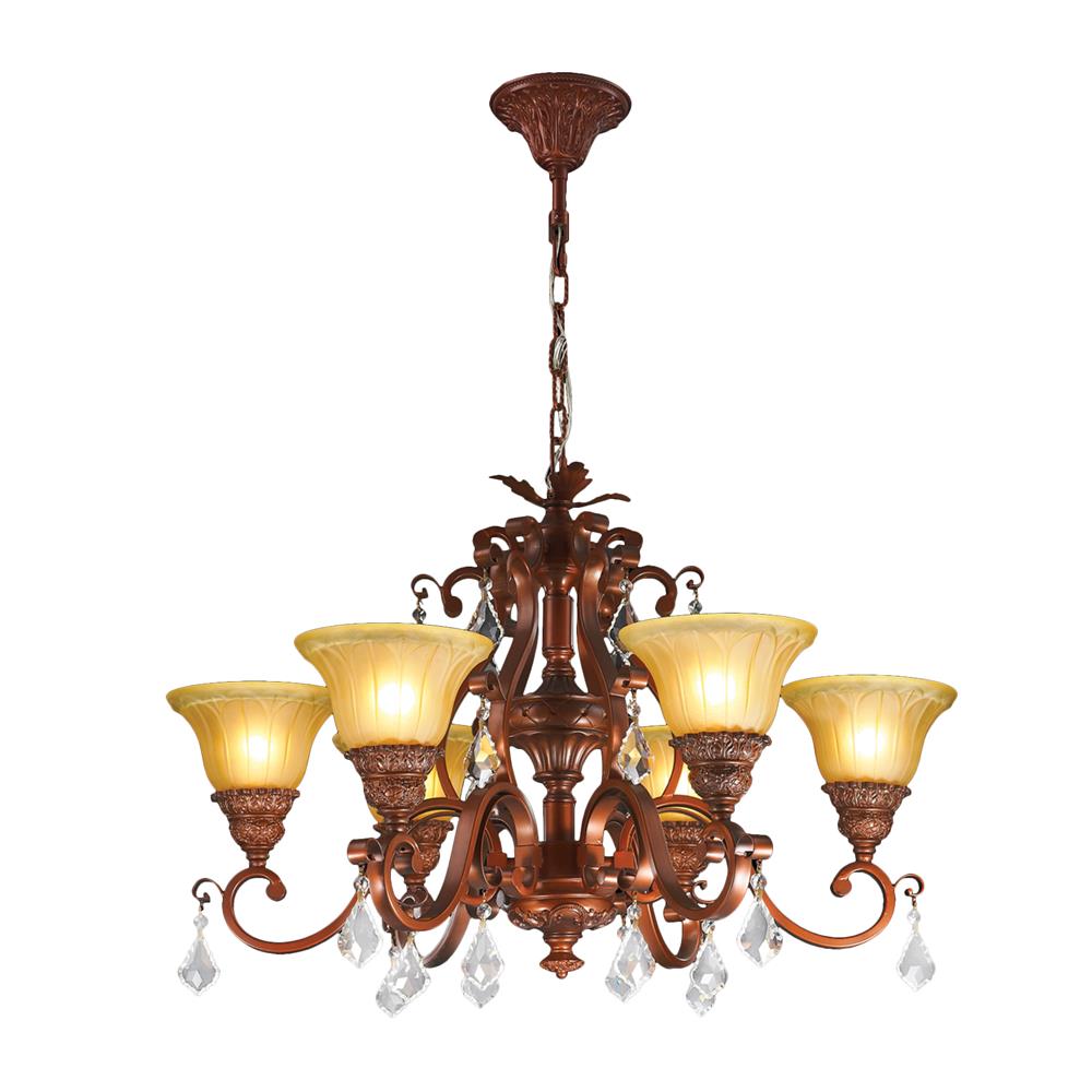 Florence Collection 8 Light Antique Bronze Finish with Frosted Glass Shades Crystal Chandelier 30" D x 22" H Large