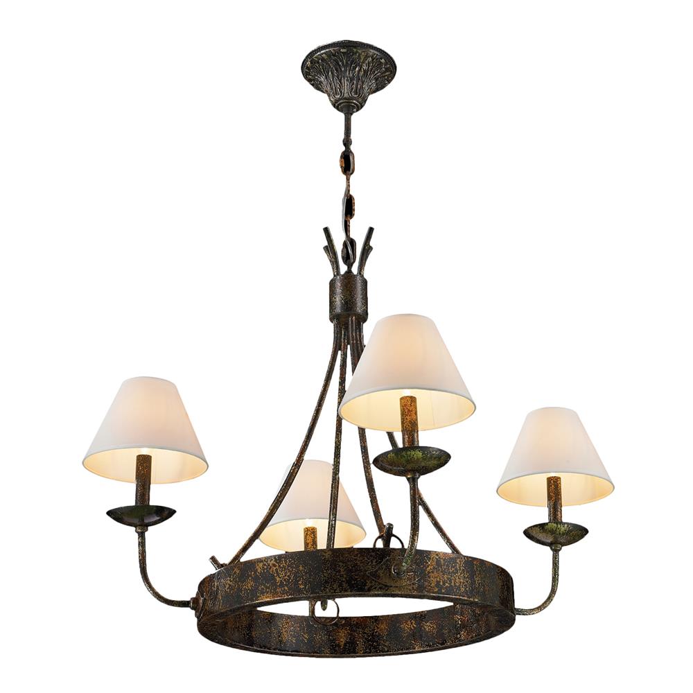 Andorra Collection 4 Light Antique Bronze Finish with Natural Shades Chandelier 31" D x 24" H Large