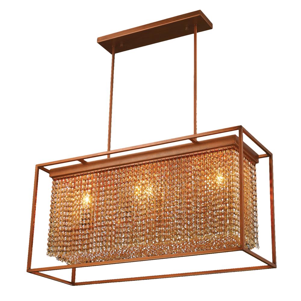 Franklin Collection 3 Light French Gold Finish and Amber Crystal Chandelier 36" L x 12" W x 18" H Large