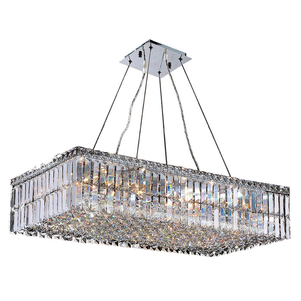 Cascade Collection 16 Light Chrome Finish and Clear Crystal Rectangle Chandelier 32