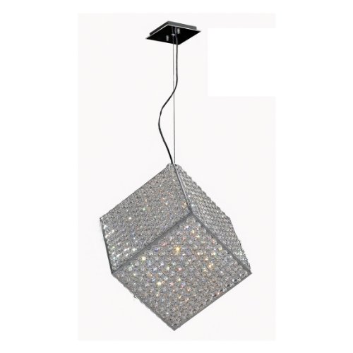 Cube Collection 6 Light Chrome Finish and Clear Crystal Geometric Pendant 12